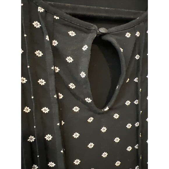 J Jill Wearever Top Women Medium Black Long Sleeve Daisy Slinky Keyhole‎ Pleated - Picture 4 of 12